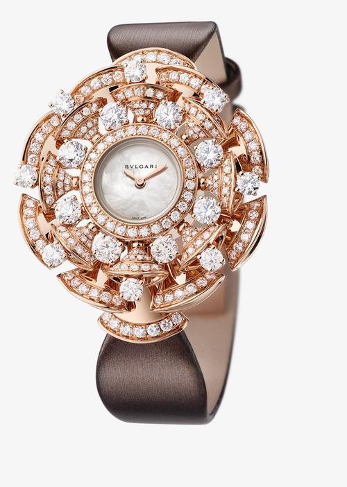 宝格丽珠宝装饰腕表手表玫瑰金女表